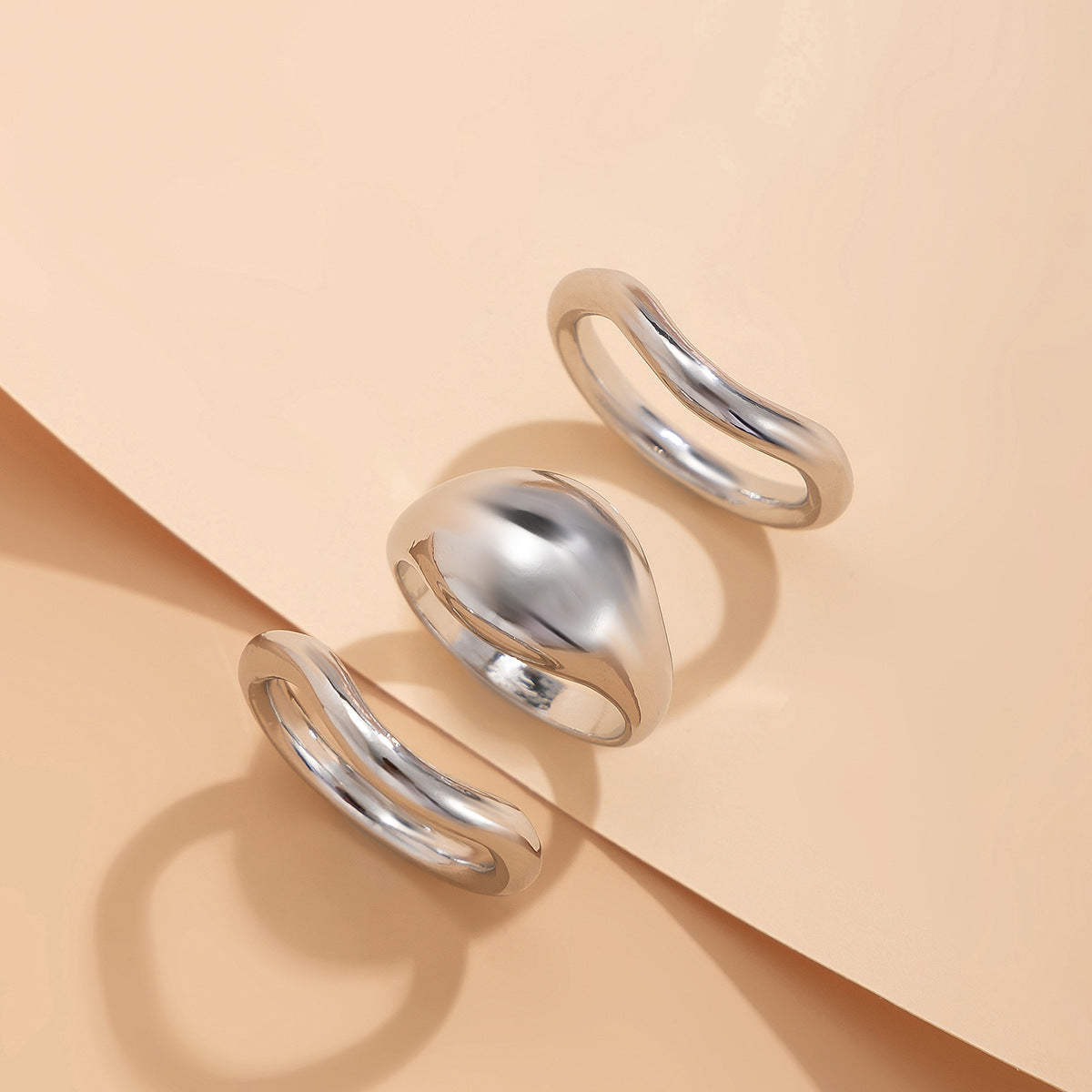 Wholesale Design Metal Polished Open Ring Geometric Water Drop Ring